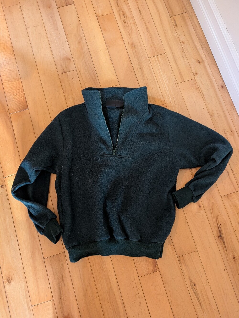 Vintage Deep Green Half-Zip Pullover Sweater